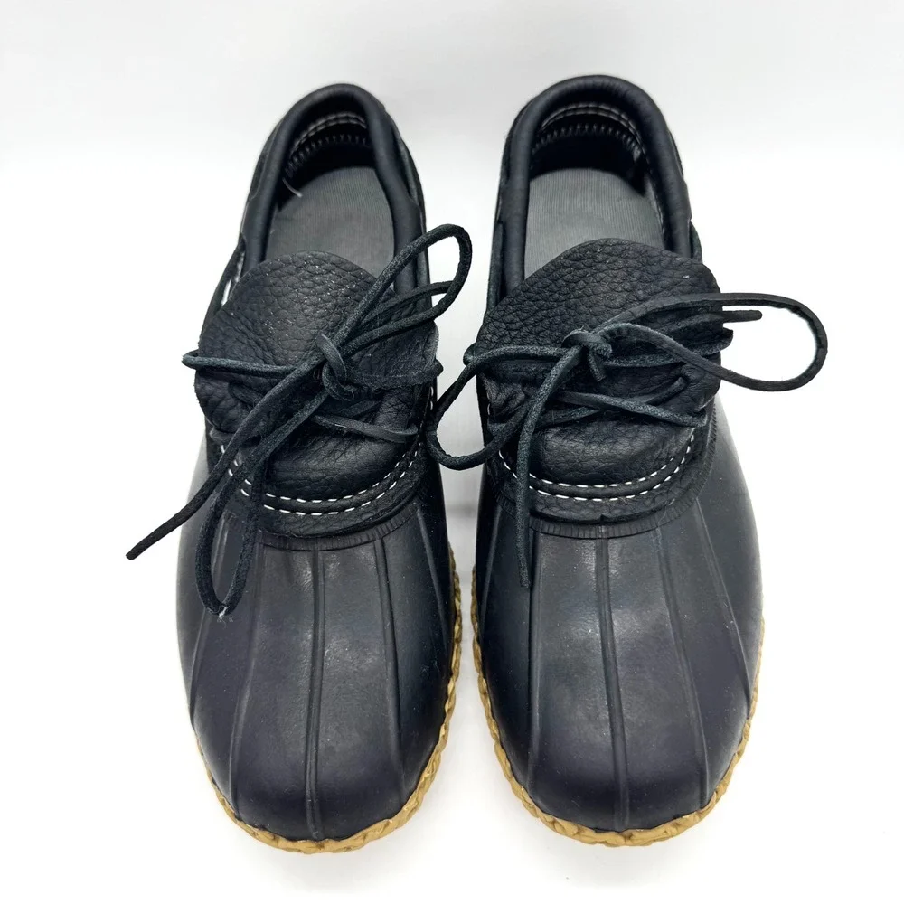 L.L.Bean Rubber Moc Low Bean Boots Made in USA Black Size 7 Classic Fisherman